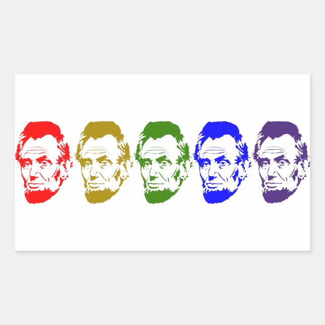Colorful Abe Lincoln Abstract Art Rectangular Sticker (Front)