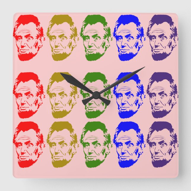 Colorful Abe Lincoln Wall Clock Peach (Front)