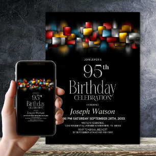 Colorful Abstract 95th Birthday Party Invitation