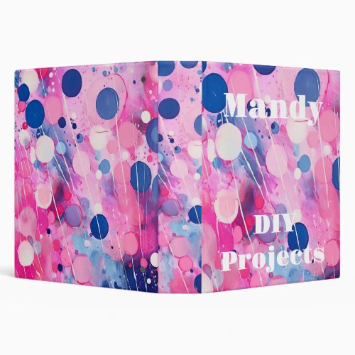 colorful abstract acryl painting style with name 3 ring binder