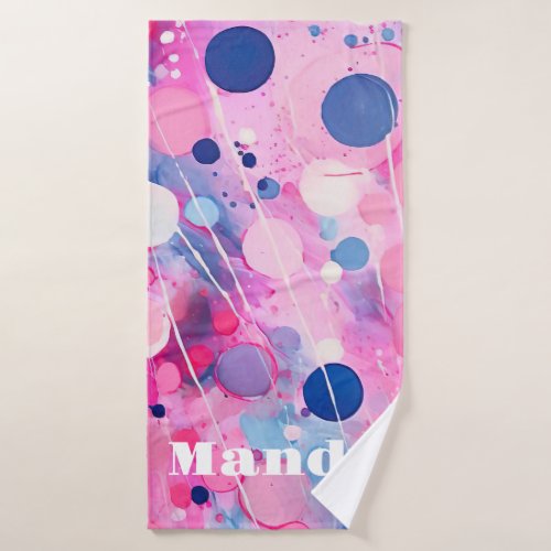 colorful abstract acryl painting style with name bath towel