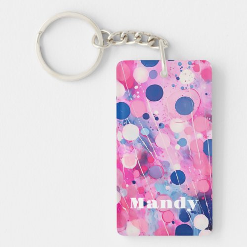colorful abstract acryl painting style with name keychain