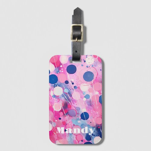 colorful abstract acryl painting style with name luggage tag