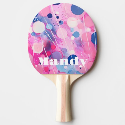 colorful abstract acryl painting style with name ping pong paddle