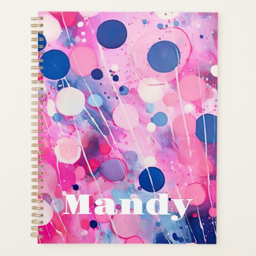 colorful abstract acryl painting style with name planner