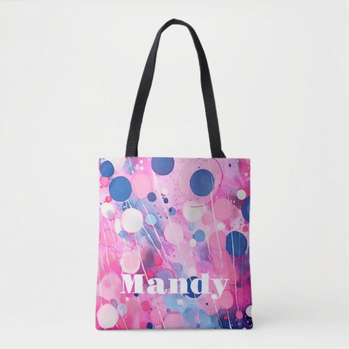 colorful abstract acryl painting style with name tote bag