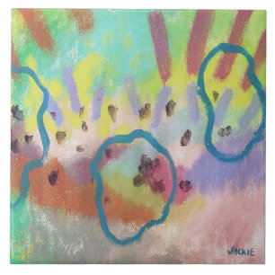 Colorful Abstract Acrylic Painting Ceramic Tile
