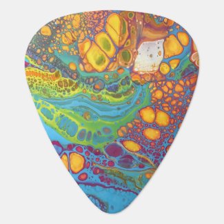 Colorful Abstract Acrylic Pour Guitar Pick