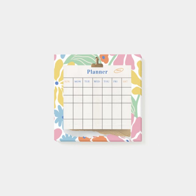 Colorful Abstract Aesthetic  Monthly Planner 2025 Post-it Notes (Front)