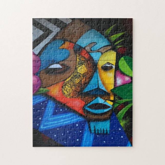Colorful Abstract African Mask Art Jigsaw Puzzle (Vertical)