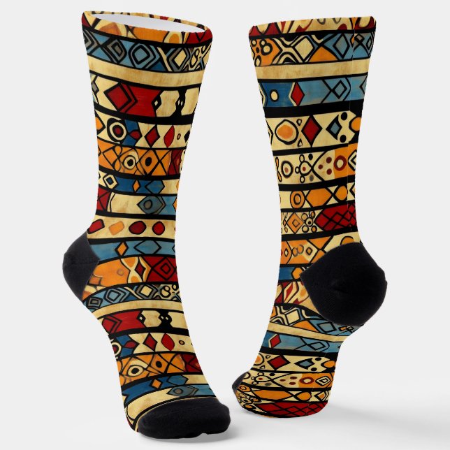 Colorful Abstract African Pattern Socks (Angled)