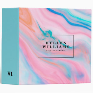 Colorful Abstract Agate Faux Stone 3 Ring Binder