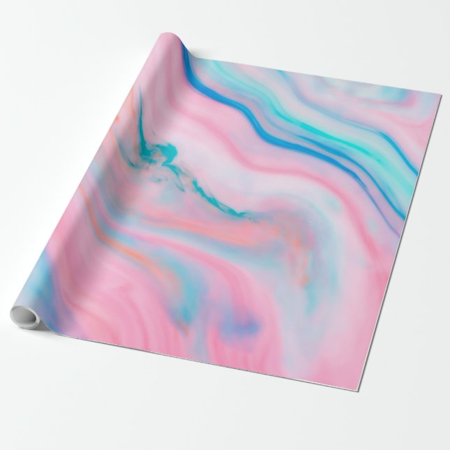 Colorful abstract agate marble swirls wrapping paper (Unrolled)