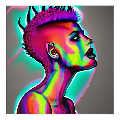 Colorful Abstract AI Art  Woman with Mohawk