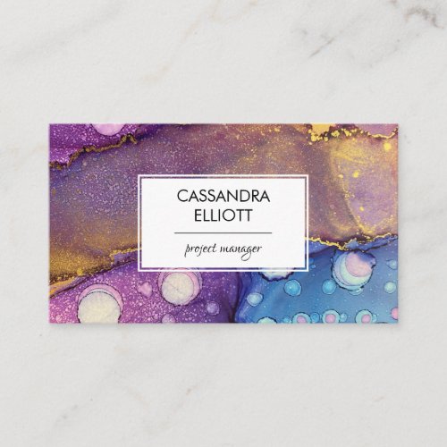 Colorful Abstract Alcohol Ink Liquid Art Business  Business Card