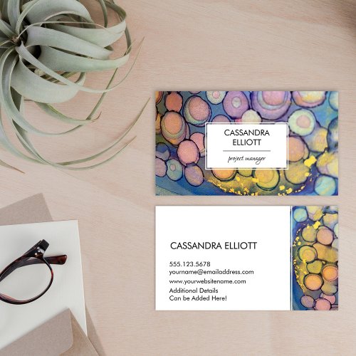Colorful Abstract Alcohol Ink Liquid Art Business  Business Card