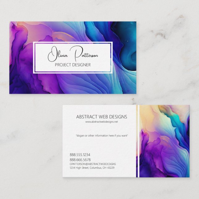 Colorful Abstract Alcohol Ink Liquid Style Business Card (Front/Back)
