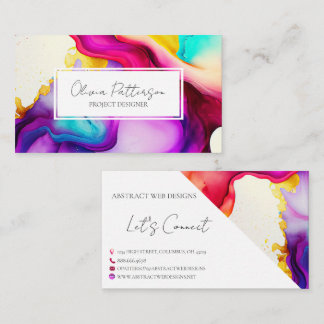 Colorful Abstract Alcohol Ink Style Business Card