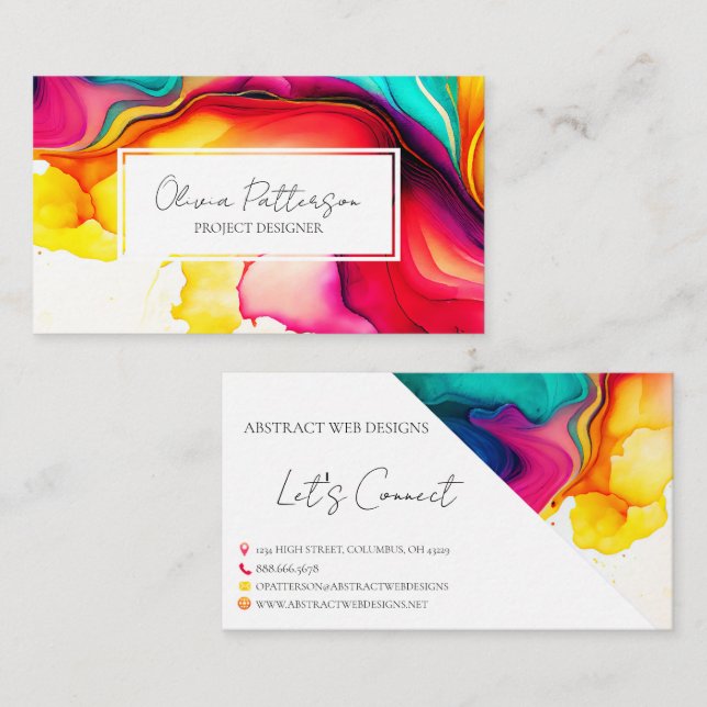 Colorful Abstract Alcohol Ink Style Business Card (Front/Back)