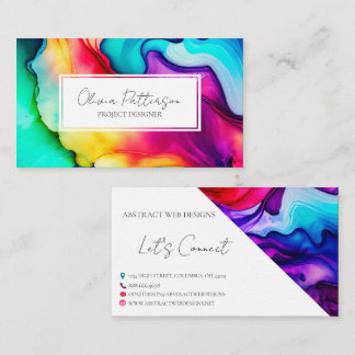 Colorful Abstract Alcohol Ink Style Business Card
