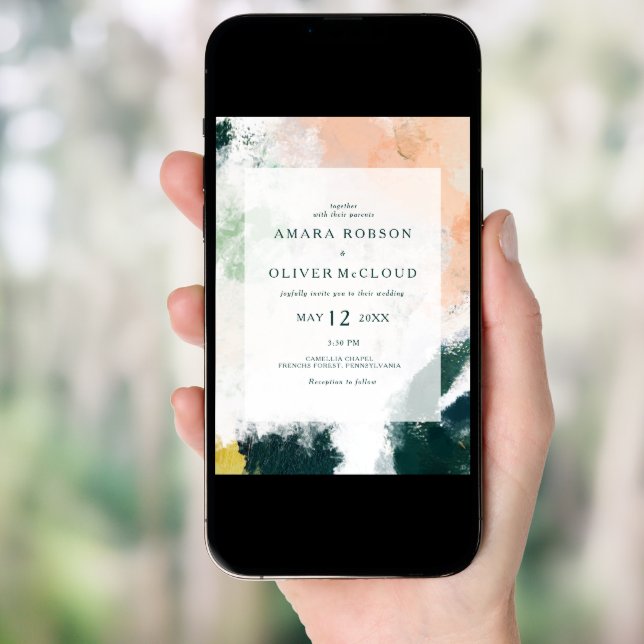 Colorful Abstract All In One Wedding Invitation (Front Digital)