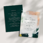 Colorful Abstract All In One Wedding Invitation<br><div class="desc">This colorful abstract all-in-one wedding invitation is perfect for your unique modern boho wedding. Hand-painted with textured brush marks of dark emerald green,  peach,  and mustard,  all overlayed with a minimalist transparent square,  it's sure to give your occasion a simple yet rustic bohemian feel.</div>