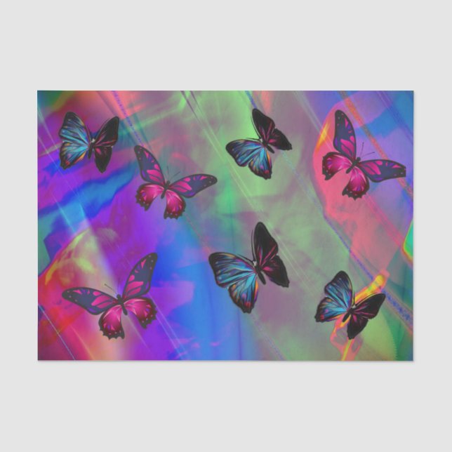 Colorful Abstract and Butterflies Tissue Paper (Front)