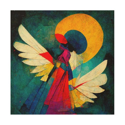 Colorful Abstract Angel Wood Wall Art