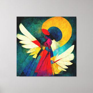 Colorful Abstract Angel Wood Wall Art
