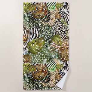 Colorful abstract animal jungle beach towel