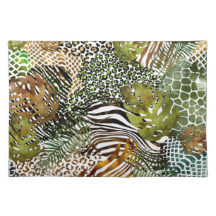 Colorful abstract animal jungle cloth placemat