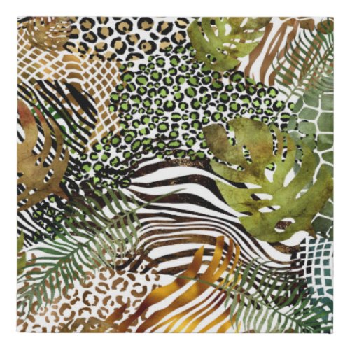 Colorful abstract animal jungle faux canvas print