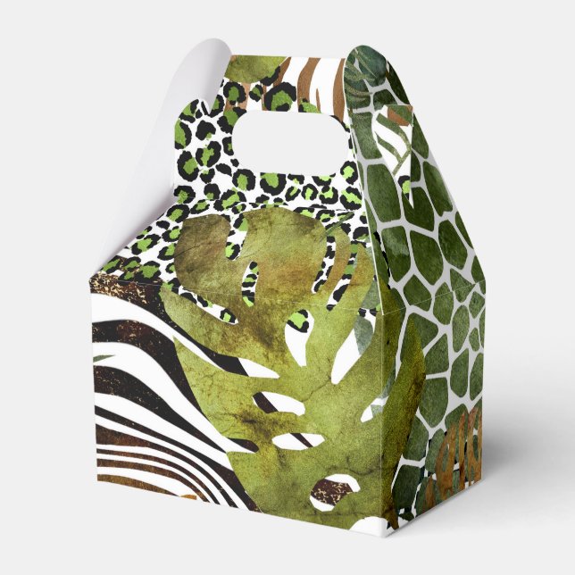 Colorful abstract animal jungle favor boxes (Front Side)