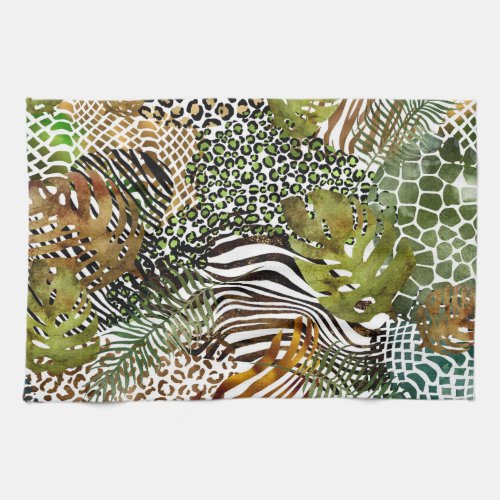 Colorful abstract animal jungle kitchen towel