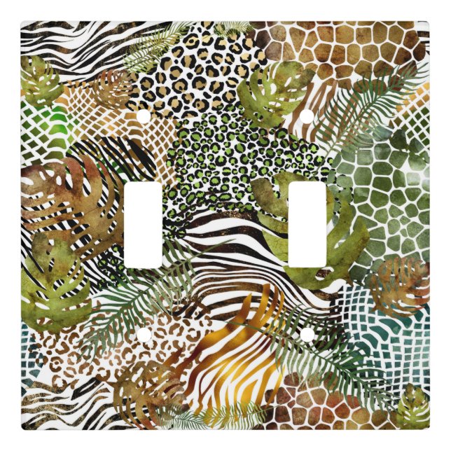 Colorful abstract animal jungle light switch cover (Front)