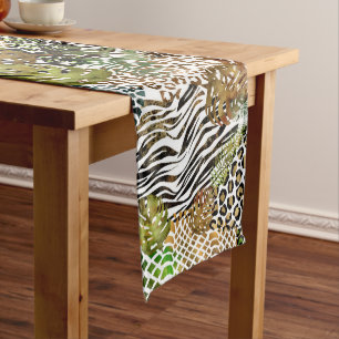Colorful abstract animal jungle medium table runner