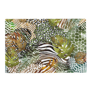 Colorful abstract animal jungle placemat