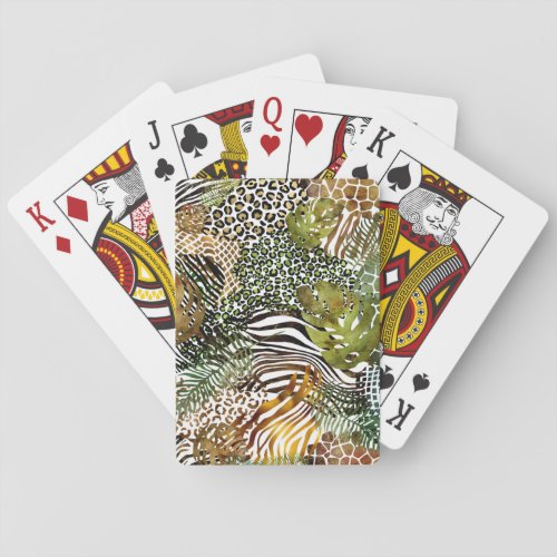 Colorful abstract animal jungle playing cards
