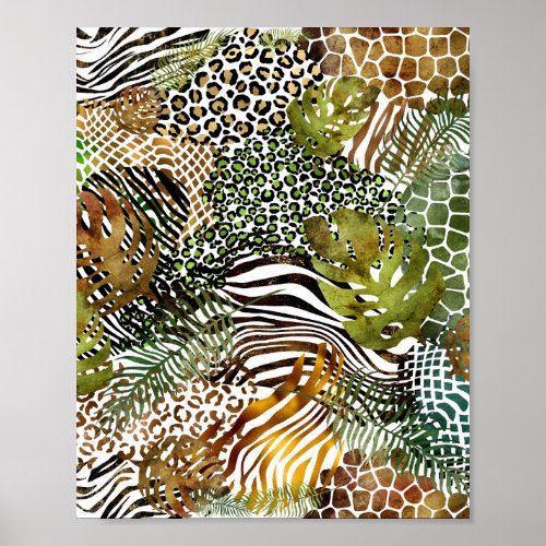 Colorful abstract animal jungle poster