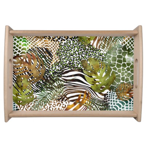 Colorful abstract animal jungle serving tray