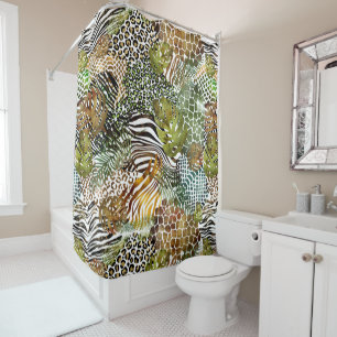 Colorful abstract animal jungle shower curtain