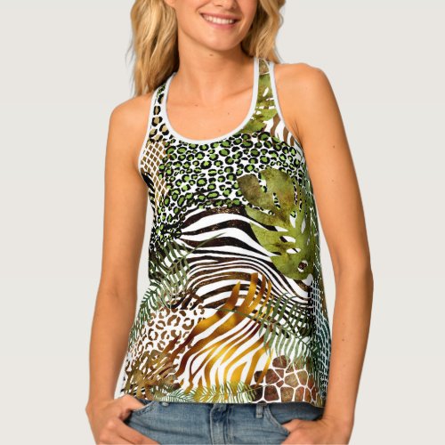 Colorful abstract animal jungle tank top