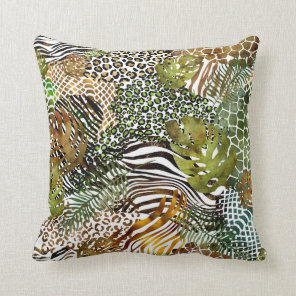 Colorful abstract animal jungle throw pillow