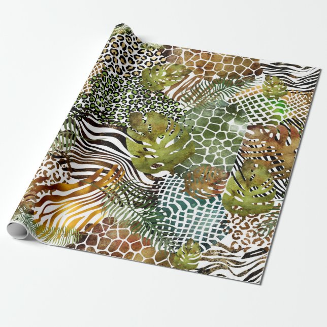 Colorful abstract animal jungle wrapping paper (Unrolled)