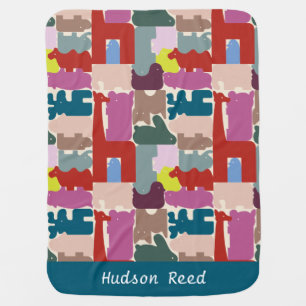 Colorful Abstract Animal Shapes Personalized Baby Blanket