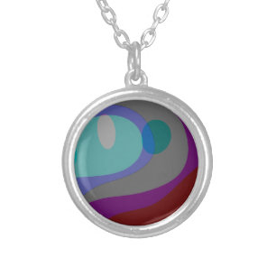 Colorful Abstract Art 613 Silver Plated Necklace