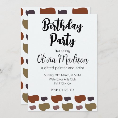 Colorful Abstract Art Artist Birthday Party Invitation
