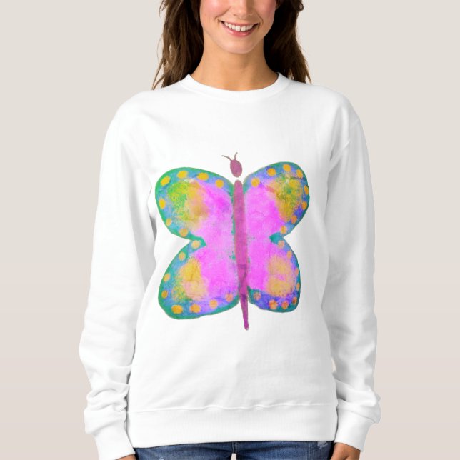 Colorful Abstract Art Butterfly Wearable Art Sweatshirt (Front)