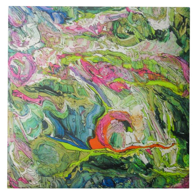 Colorful Abstract Art  Ceramic Tile (Front)