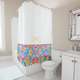 Colorful Abstract Art Circles Bath Decor Modern Shower Curtain